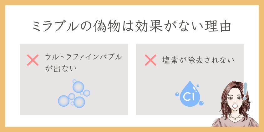 ミラブルの偽物は効果ない！その理由は？ウルトラファインバンブルがでない、塩素が除去されない