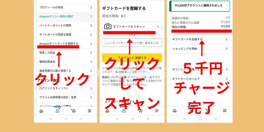 Amazonギフトの獲得手順