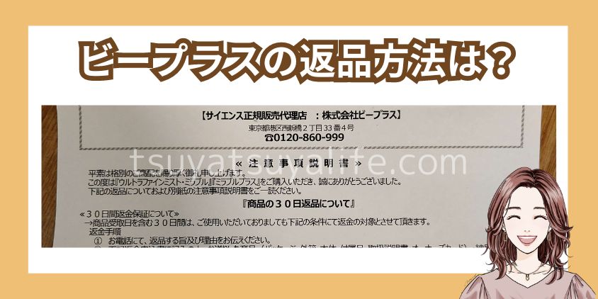 ビープラスの返品は電話してから付属の申込用紙と一緒に発送